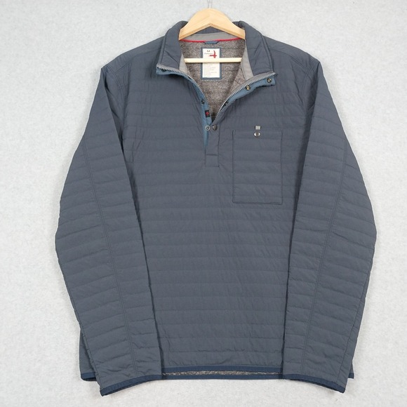 Relwen Other - Relwen Windzip Mens Medium Blue Popover Insulated Jacket Snap Quilted Pullover